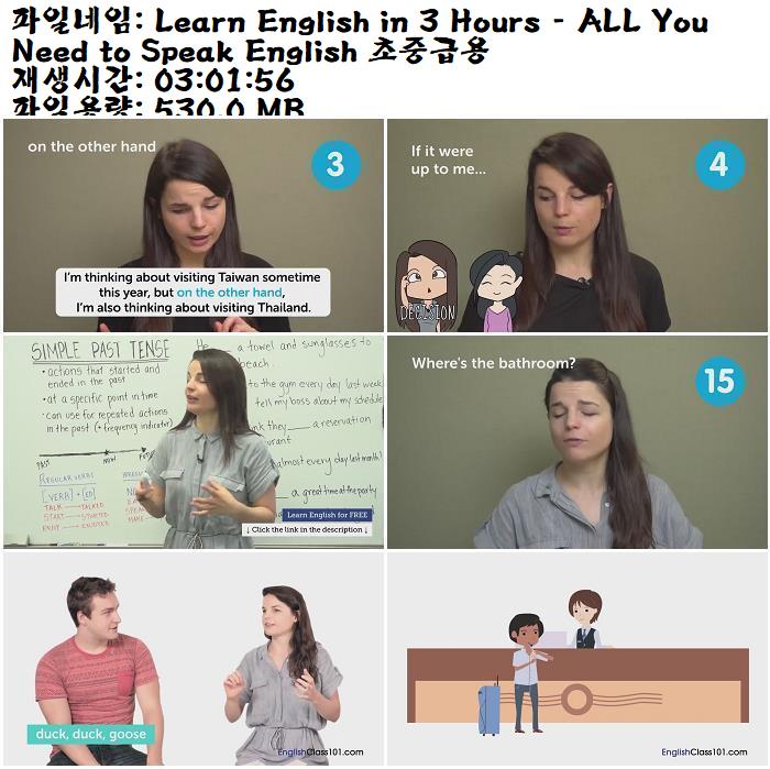 Learn English in 3 Hours - ALL You Need to Speak English 초중급용